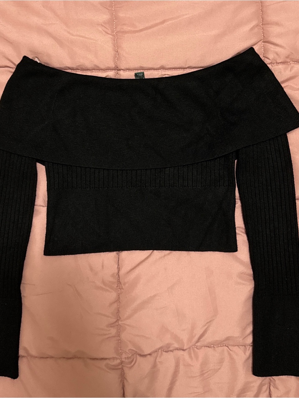 wild fable Black Off-Shoulder Ribbed Crop Top